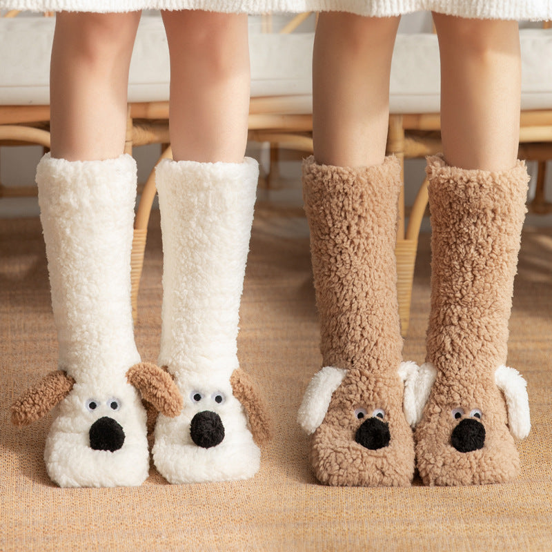 Adorable Cartoon Dog Winter Plush Socks – Warm & Non-Slip for Cozy Days