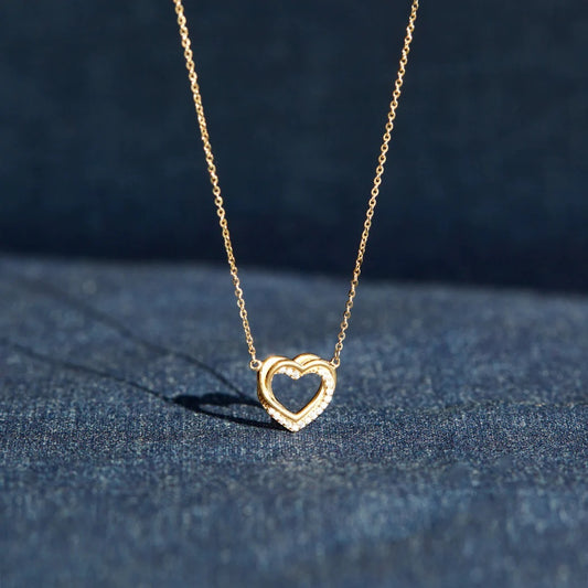 S925 Sterling Silver Double Hollow Heart Necklace – A Symbol of Love for Women