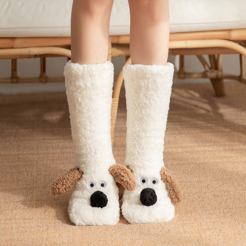 Adorable Cartoon Dog Winter Plush Socks – Warm & Non-Slip for Cozy Days