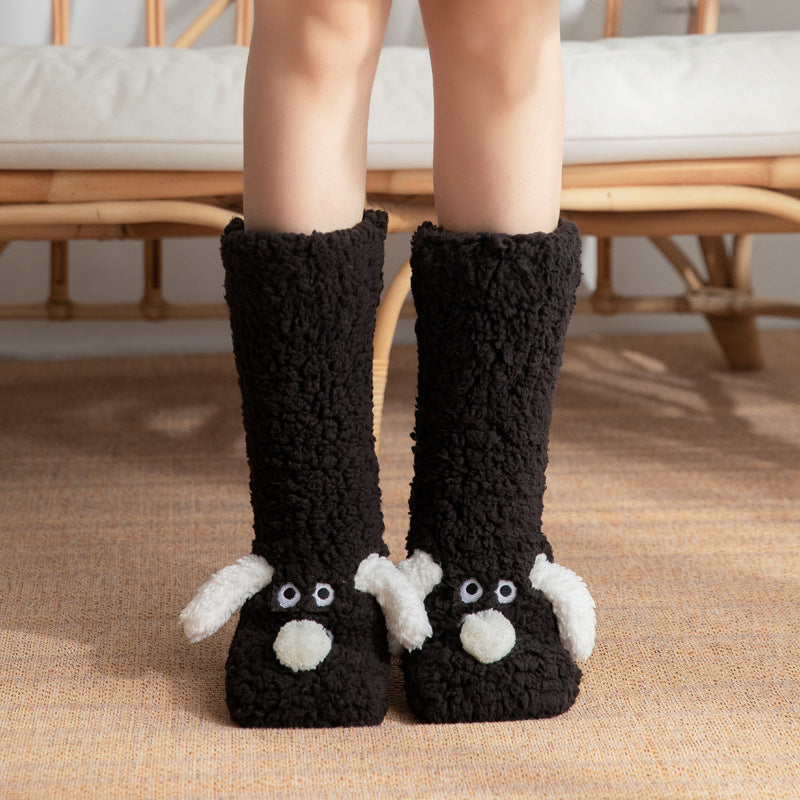 Adorable Cartoon Dog Winter Plush Socks – Warm & Non-Slip for Cozy Days